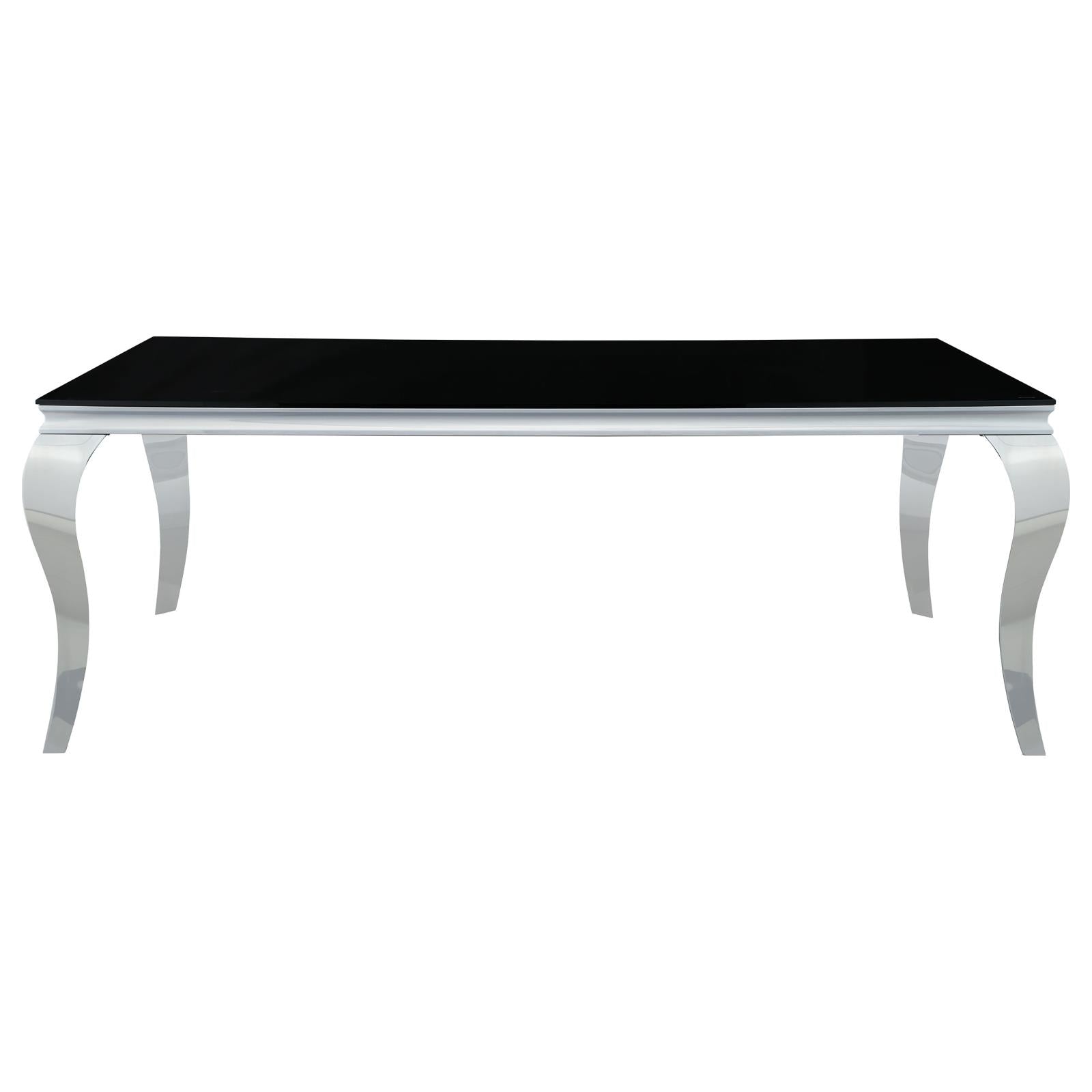 Carone Rectangular Glass Top Dining Table Black and Chrome image