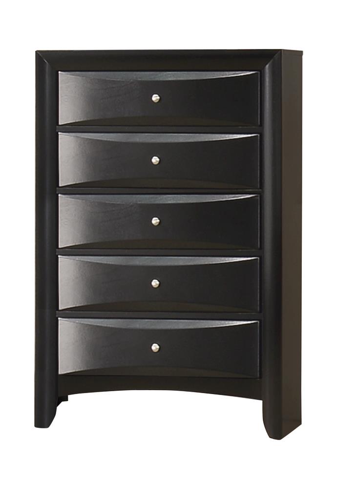 Briana Rectangular 5-drawer Chest Black image