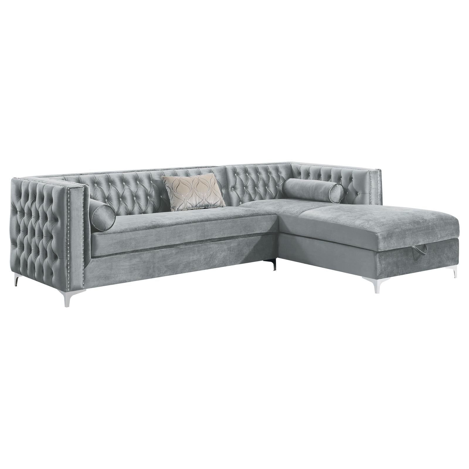 Bellaire Button-tufted Upholstered Sectional Silver image