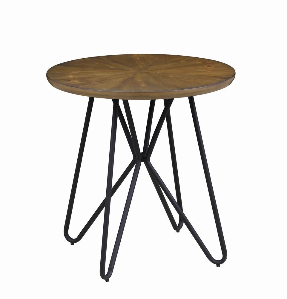 Brinnon Round End Table Dark Brown and Black image