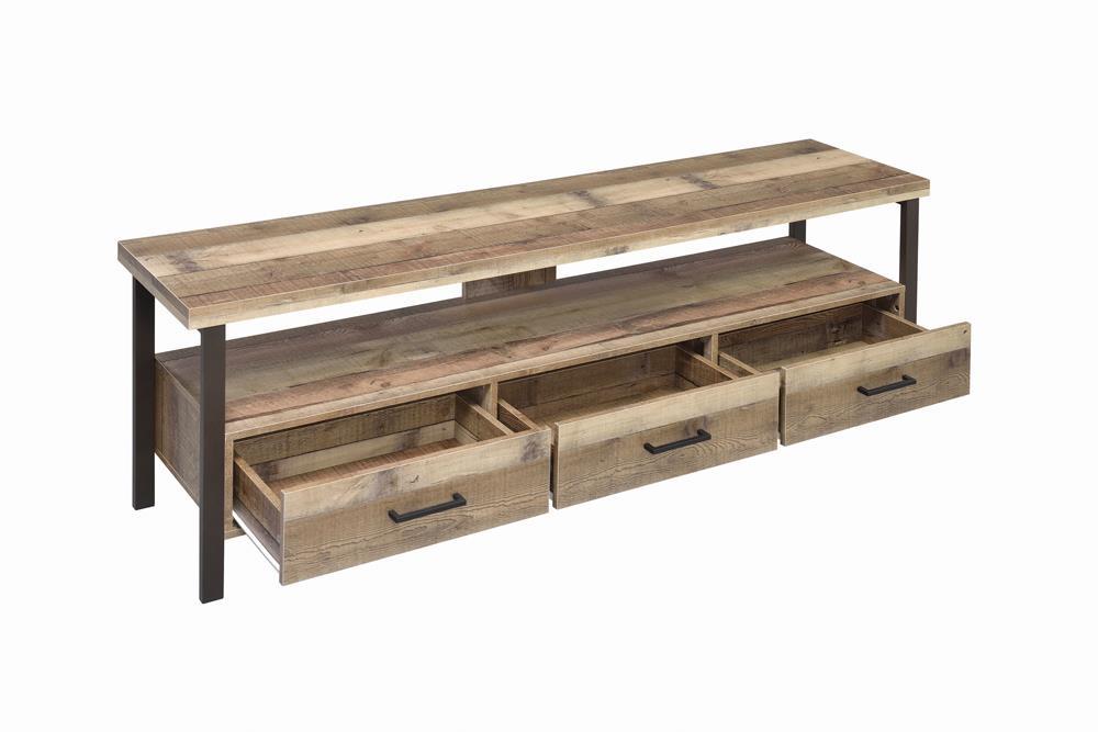 Ruston 71" 3-drawer TV Console Weathered Pine