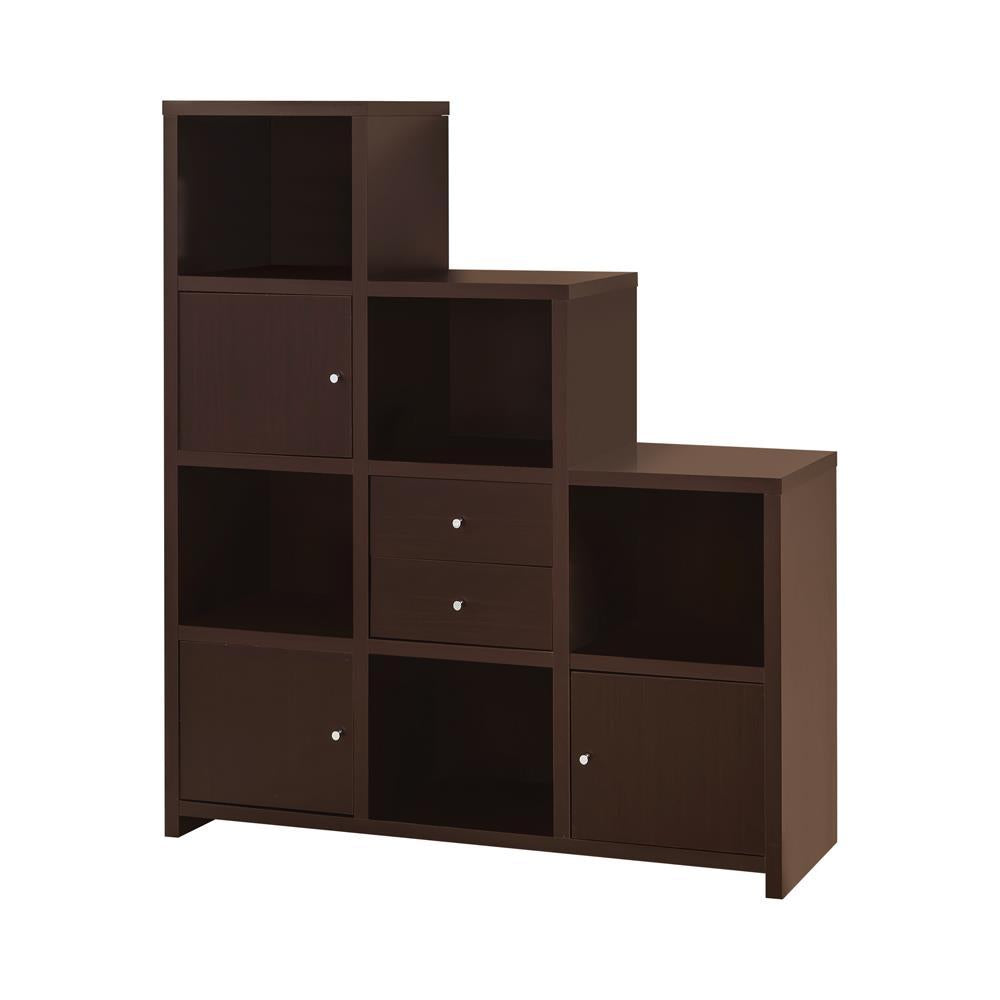 Spencer Bookcase with Cube Storage Compartments Cappuccino