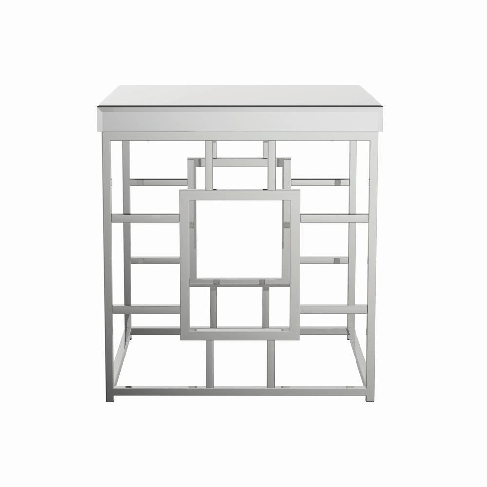 Dafina Geometric Frame Square End Table Chrome