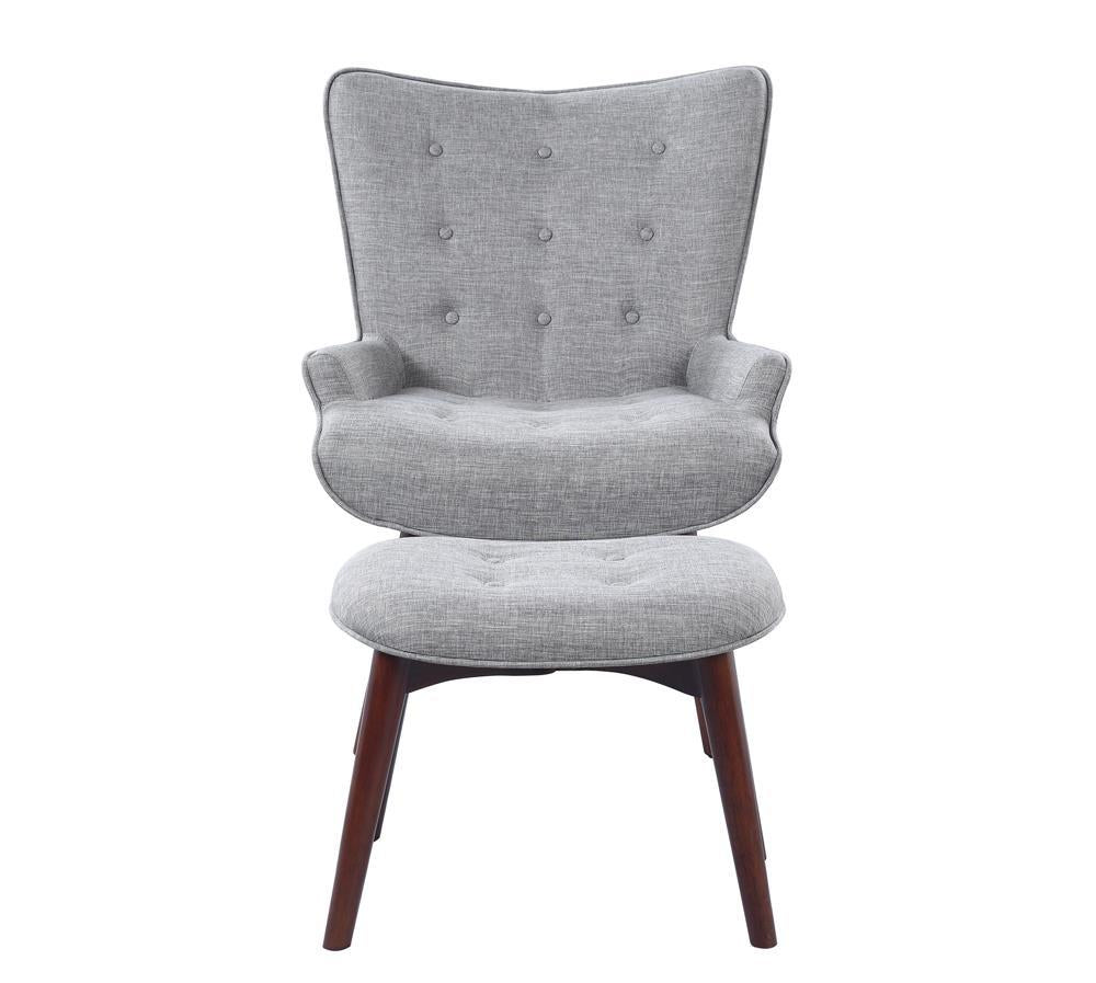 Willow Upholstered Accent Chair with Ottoman Grey and Brown