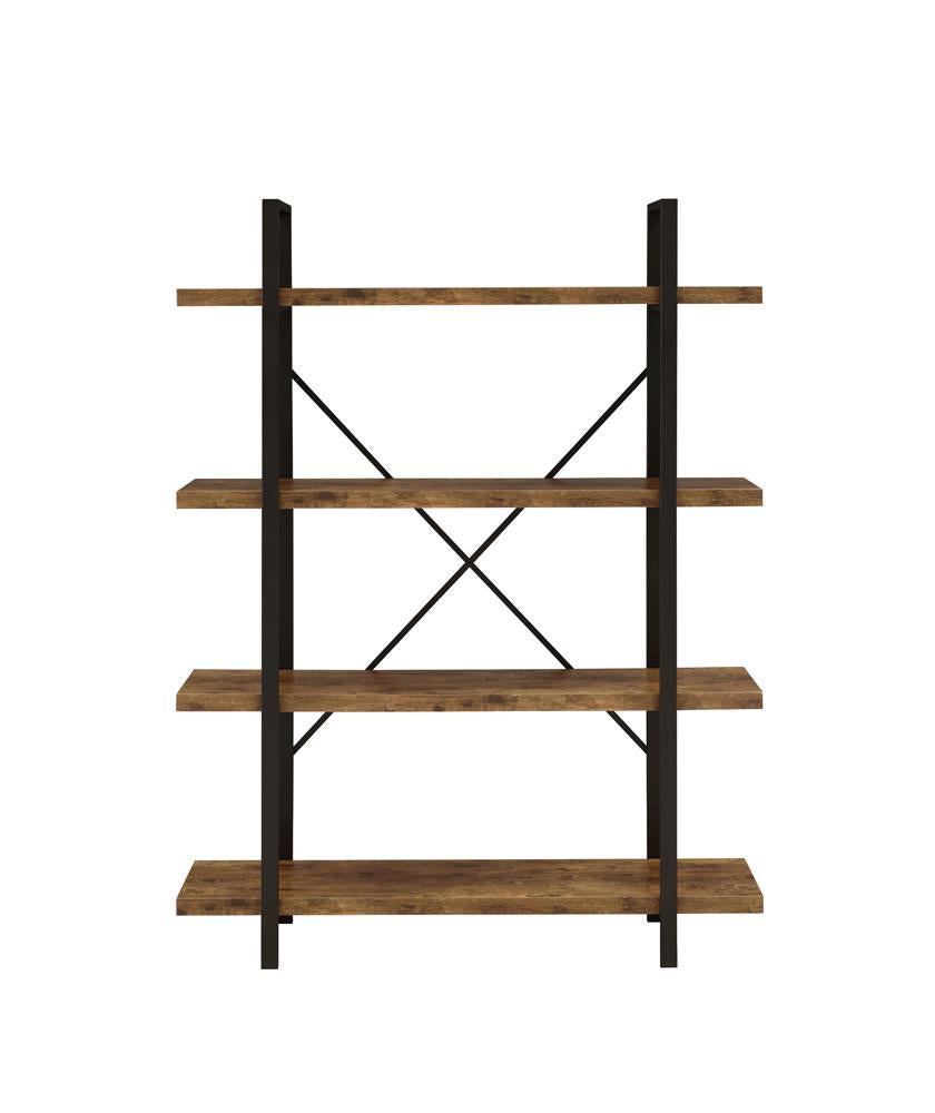 Cole 4-Shelf Bookcase Antique Nutmeg and Black