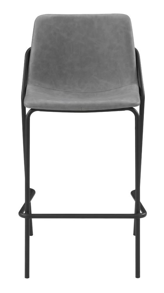 Earnest Solid Back Upholstered Bar Stools Grey and Black (Set of 2)