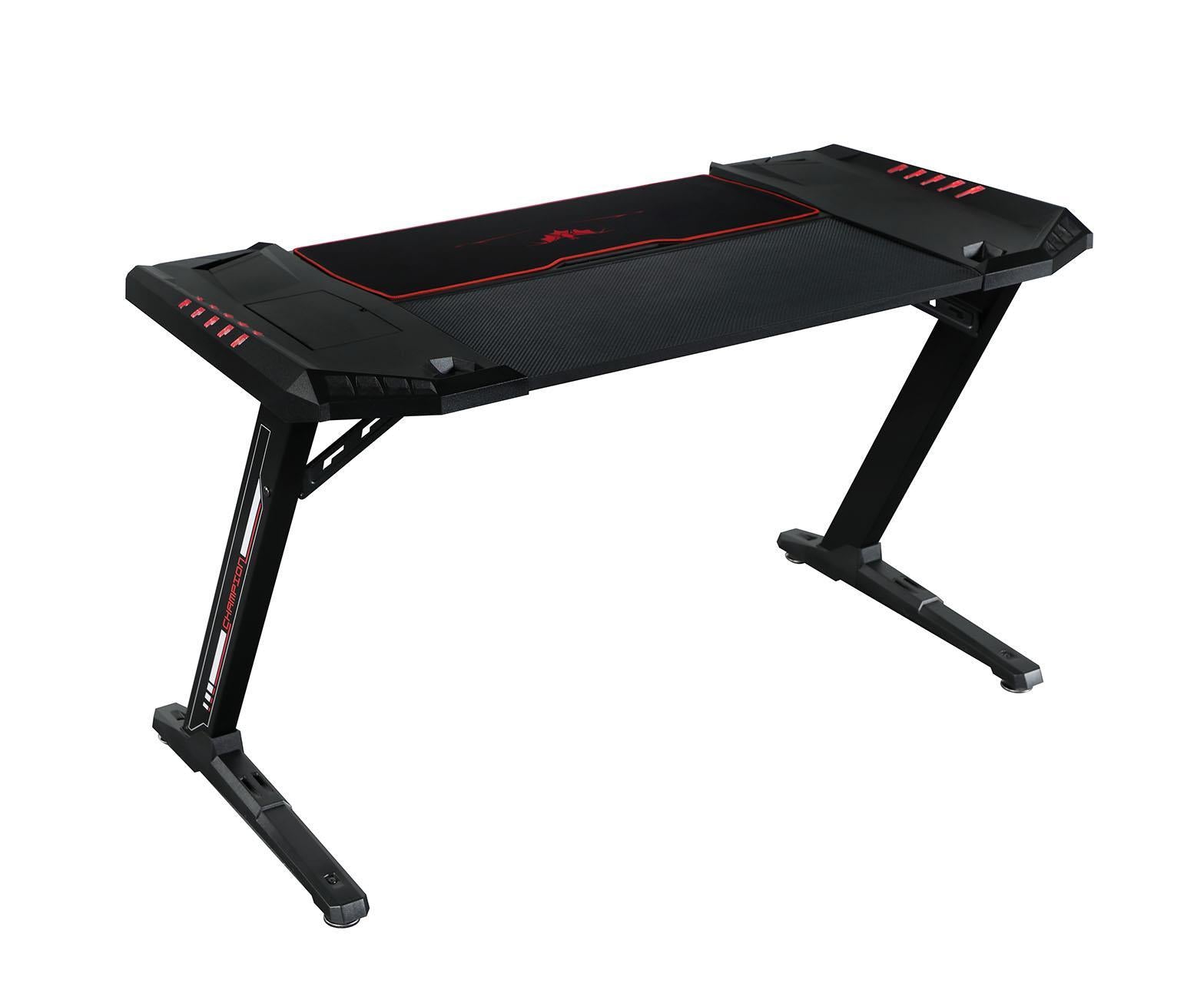 Ardsley Z-framed Gaming Desk with LED Lighting Black