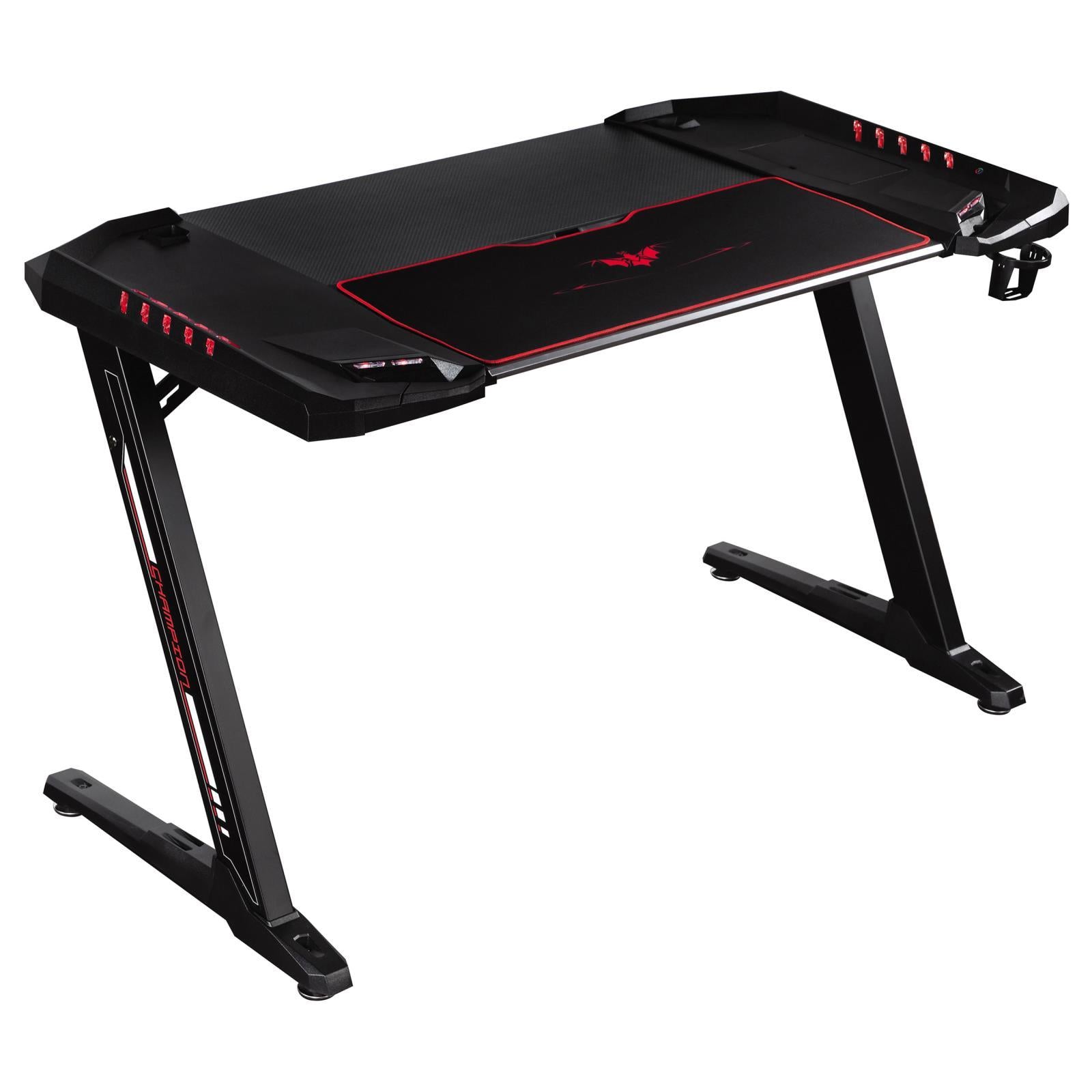 Ardsley Z-framed Gaming Desk with LED Lighting Black