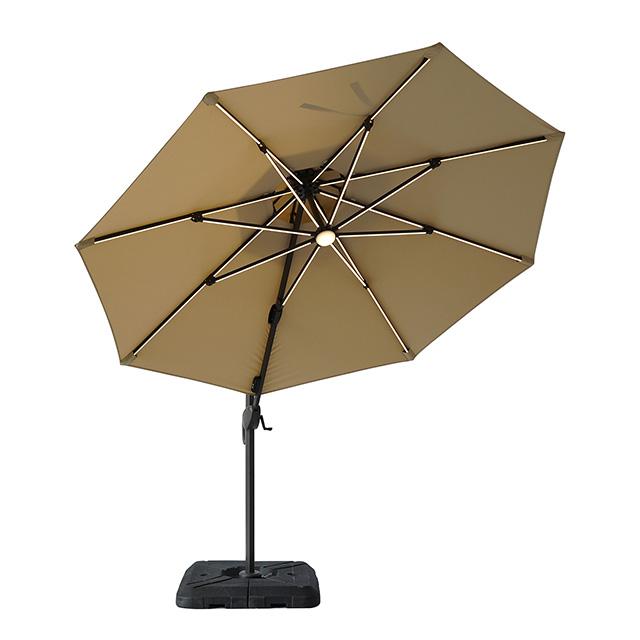 Fera 10 Ft Round Umbrella w/ LED Bulb + 37" Large Base